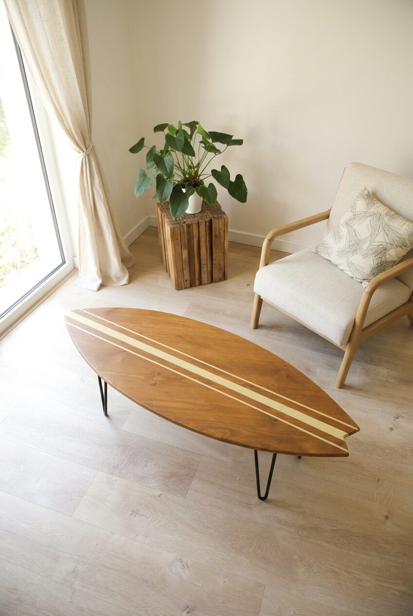 Table basse planche de surf "Cap Ferret"